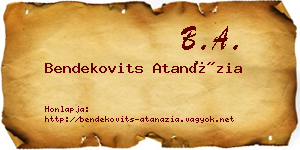Bendekovits Atanázia névjegykártya